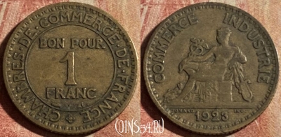 Франция 1 франк 1923 года, KM# 876, 181p-021