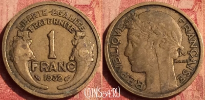 Франция 1 франк 1932 года, KM# 885, 391o-022