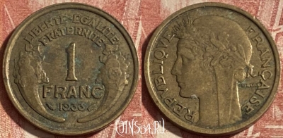 Франция 1 франк 1933 года, KM# 885, 276p-051