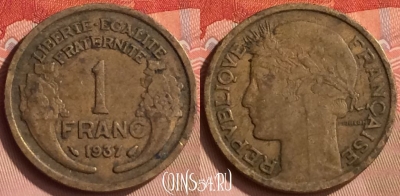 Франция 1 франк 1937 года, KM# 885, 156m-042