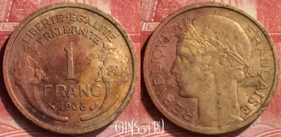 Франция 1 франк 1938 года, KM# 885, 175m-058