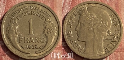 Франция 1 франк 1938 года, KM# 885, 214q-081 ♛