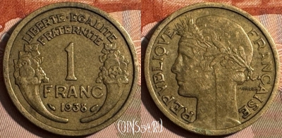 Франция 1 франк 1938 года, KM# 885, 234s-019