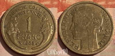Франция 1 франк 1938 года, KM# 885, 291q-109 ♛