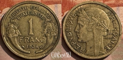 Франция 1 франк 1938 года, KM# 885, 311s-052