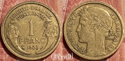 Франция 1 франк 1938 года, KM# 885, 373q-018 ♛