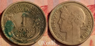 Франция 1 франк 1938 года, KM# 885, 403-116