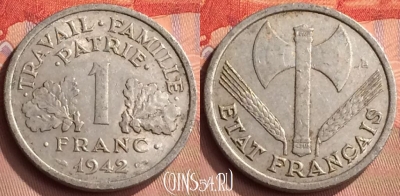 Франция 1 франк 1942 года, KM# 902, 418-142
