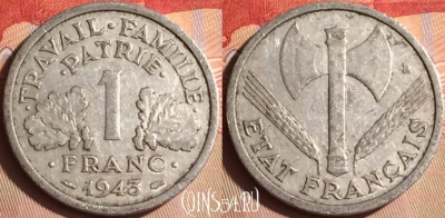 Франция 1 франк 1943 года, KM# 902, 446-024