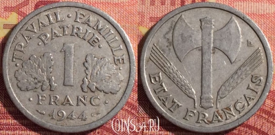 Франция 1 франк 1944 года, KM# 902, 290i-006