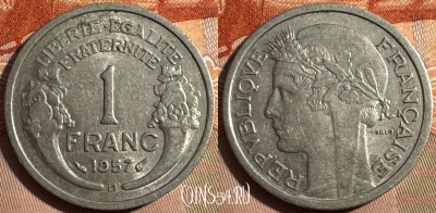 Франция 1 франк 1957 B, KM# 885a, 351s-027
