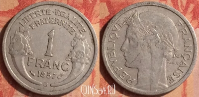 Франция 1 франк 1957 года B, KM# 885a, 437-014