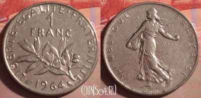 Франция 1 франк 1964 года, KM# 925, 064j-085