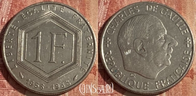 Франция 1 франк 1988 года, KM# 963, 042p-021
