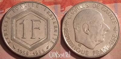 Франция 1 франк 1988 года, KM# 963, 261k-055