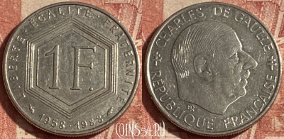 Франция 1 франк 1988 года, KM# 963, 262p-099