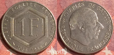 Франция 1 франк 1988 года, KM# 963, 294o-099