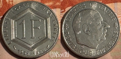Франция 1 франк 1988 года, KM# 963, 350s-102 ♛
