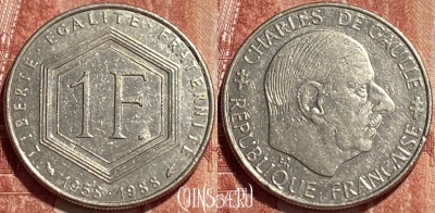 Франция 1 франк 1988 года, KM# 963, 372q-065 ♛