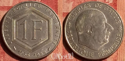 Франция 1 франк 1988 года, KM# 963, 388o-033 ♛