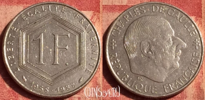 Франция 1 франк 1988 года, KM# 963, 391o-025