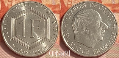 Франция 1 франк 1988 года, KM# 963, 407o-067 ♛