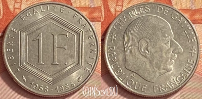 Франция 1 франк 1988 года, KM# 963, 408o-059