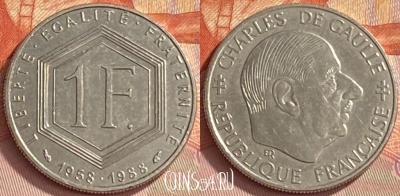 Франция 1 франк 1988 года, KM# 963, 408o-069