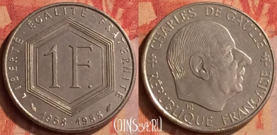 Франция 1 франк 1988 года, KM# 963, 415-041