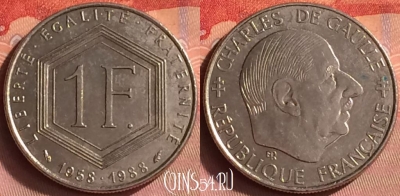 Франция 1 франк 1988 года, KM# 963, 427o-142