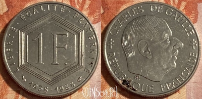 Франция 1 франк 1988 года, KM# 963, 490р-141