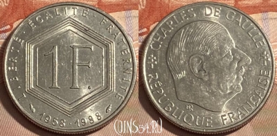 Франция 1 франк 1988 года, KM# 963, 497р-048 ♛