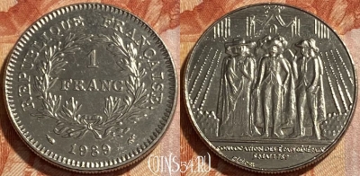 Франция 1 франк 1989 года, KM# 967, 493р-022