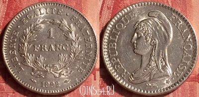 Франция 1 франк 1992 года, KM# 1004, 344o-037