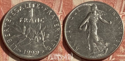 Франция 1 франк 1999 года, KM# 925, 264p-065