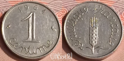 Франция 1 сантим 1964 года, KM# 928, 312o-036