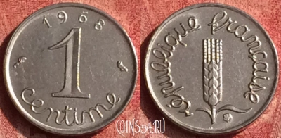Франция 1 сантим 1968 года, KM# 928, 375o-025