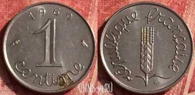 Франция 1 сантим 1969 года, KM# 928, 364o-098