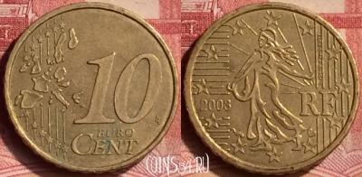 Франция 10 евроцентов 2003 года, KM# 1410, 078m-032