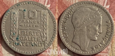 Франция 10 франков 1946 года, KM# 908, 061p-081 ♛