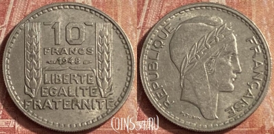 Франция 10 франков 1948 года, KM# 909, 094p-078