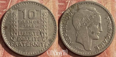 Франция 10 франков 1948 года, KM# 909, 103p-101