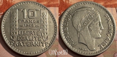 Франция 10 франков 1948 года, KM# 909, 175s-038