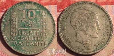 Франция 10 франков 1948 года, KM# 909, 200a-037