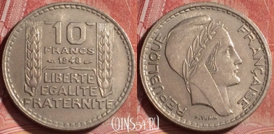 Франция 10 франков 1948 года, KM# 909, 330k-065
