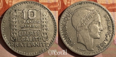 Франция 10 франков 1948 года, KM# 909, 374s-017