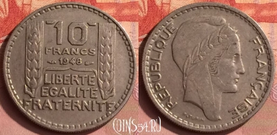 Франция 10 франков 1948 года, KM# 909, 395o-070