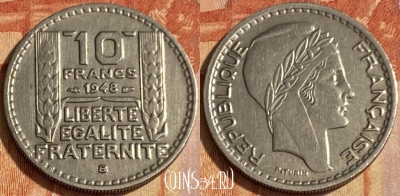 Франция 10 франков 1948 B, KM# 909, 463q-105