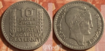 Франция 10 франков 1948 B, KM# 909, 490р-104