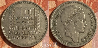 Франция 10 франков 1948 года, KM# 909, 490р-109